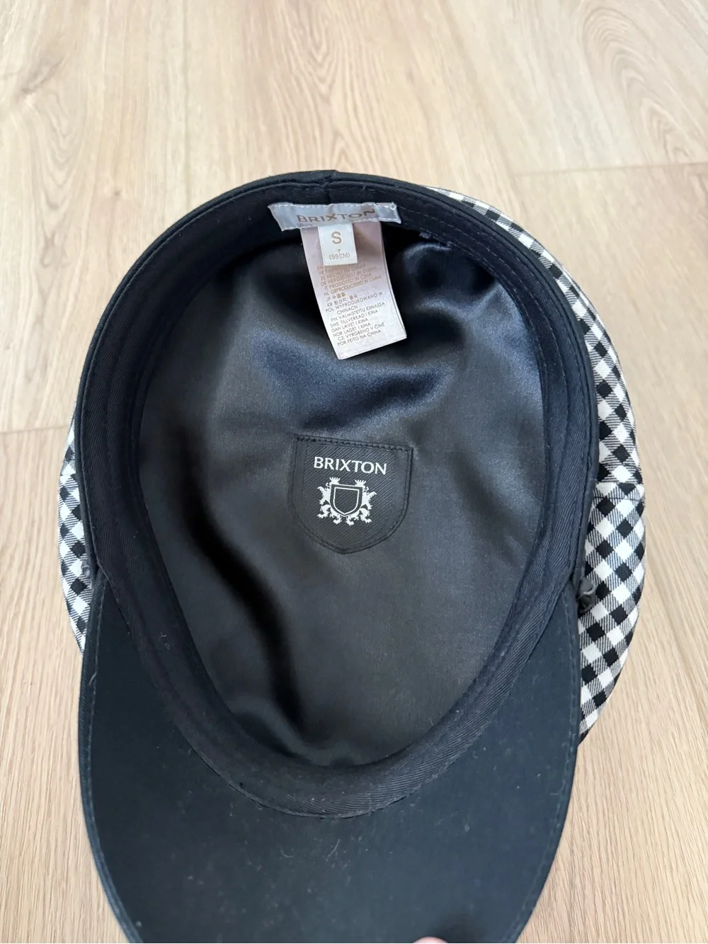 Brixton Black & White Gingham Baker Boy Cap